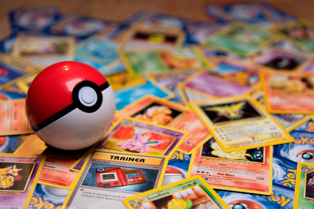 Pokeball and trading cards